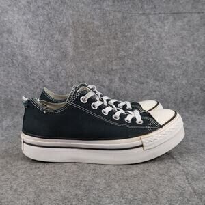 Converse Shoes Womens 8 Platform Sneakers All Star Black Canvas Lace Up Casual